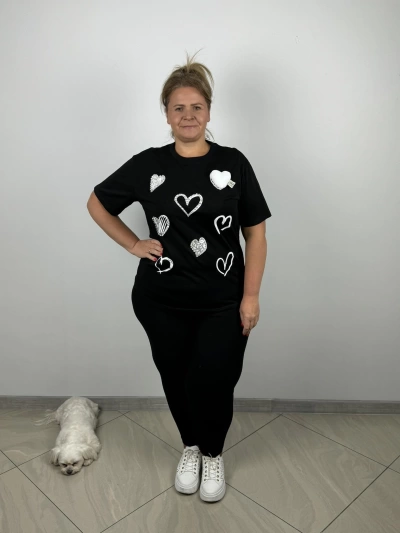 Koszulka / basic bawełniany - wzór większe serca