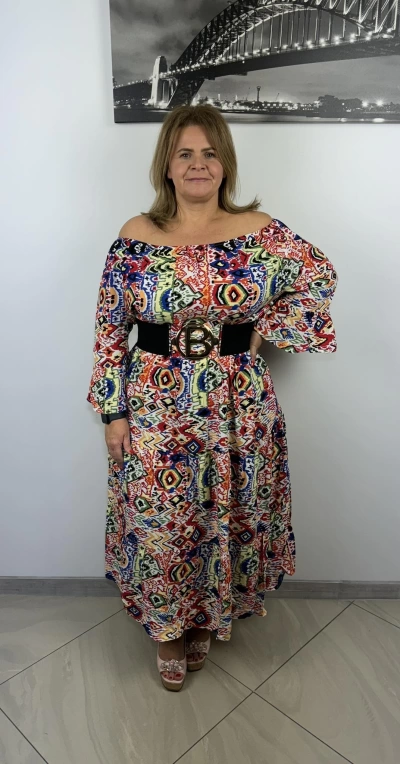 Sukienka maxi bawełniana hiszpanka wielokolorowa